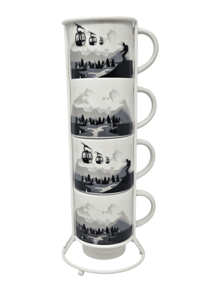 Set 4 MUGS colonne déco Montagne "Avalanche"