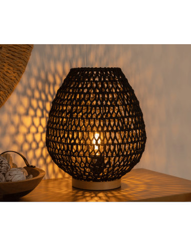 Lampe à poser ajouré noir H35.5 cm