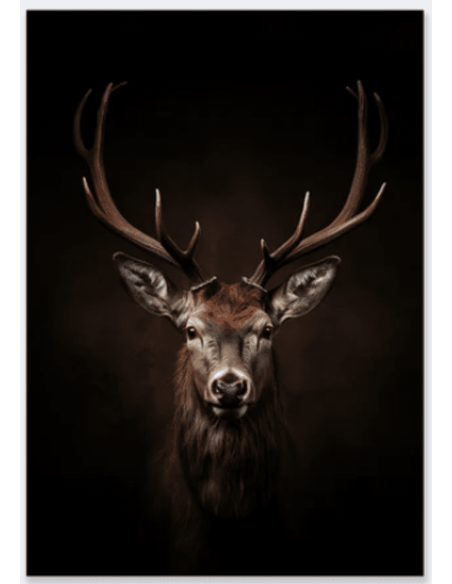 Tableau CERF vertical en tissus velours 80 x 120 cm
