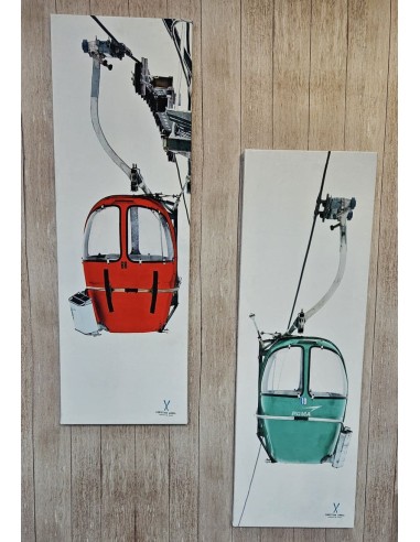 Tableau TELECABINE Rouge en velours 40 x 120 cm