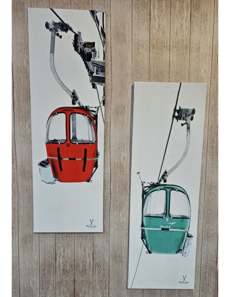 Tableau TELECABINE Rouge en velours 40 x 120 cm