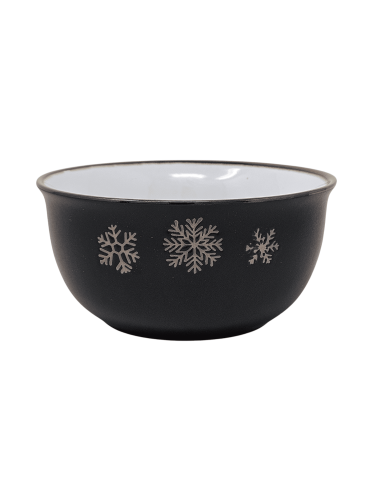 BOL noir FLOCONS cuivré en grès