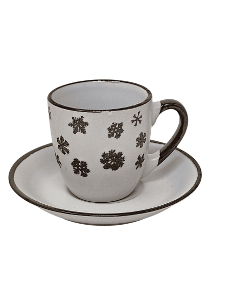 Tasse + sous tasse FLOCONS blanc