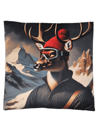 Coussin déhoussable CERF à la Montagne 45 x 45 cm