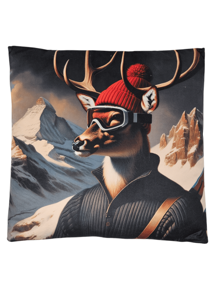 Coussin déhoussable CERF à la Montagne 45 x 45 cm