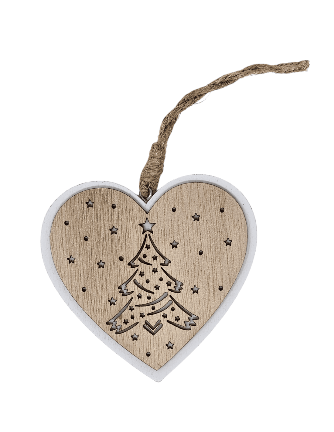 Coeur Bois Tissu Gris Pois Coeur Décoration De Noël Made In France