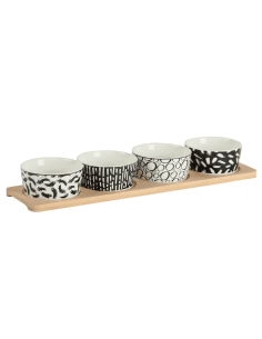Plateau + 4 ramequins en porcelaine