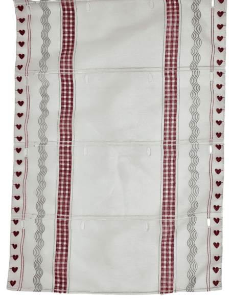 Voilage à la coupe PETIT COEUR ROUGE laize de 15 cm