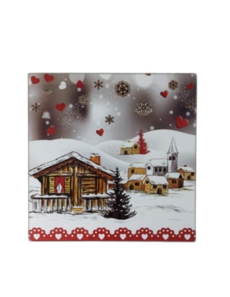 Dessous de plat Hiver à la Montagne 20 x 20 cm