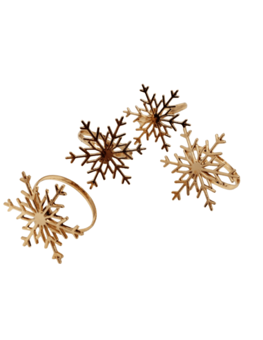 Lot de 4 ronds de serviette FLOCON OR