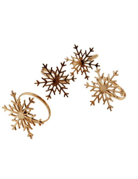 Lot de 4 ronds de serviette FLOCON OR