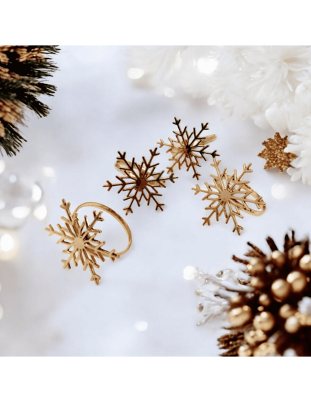 Lot de 4 ronds de serviette FLOCON OR