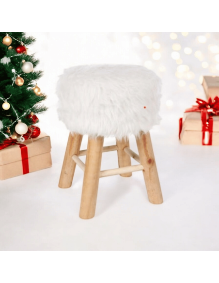 TABOURET Oslo fourrure blanc