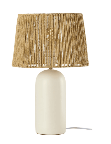 Lampe cylindrique blanche abat-jour cordage