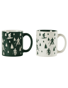 Set de 2 Mugs SKIEURS blanc/vert