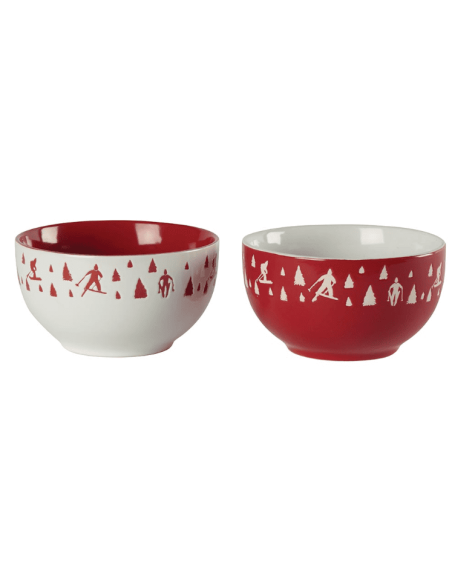 Set de 2 Bols SKIEURS blanc/rouge
