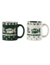 Set de 2 Mugs décor CHALET POYA blanc/vert