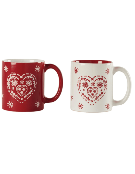 Set de 2 Mugs COEUR blanc/rouge
