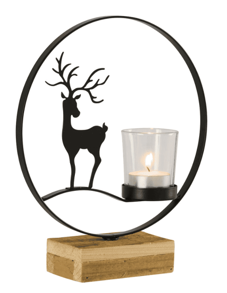 Bougeoir CERF métal noir