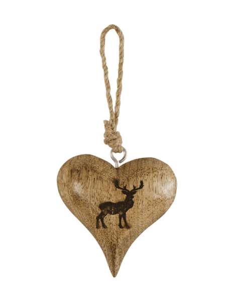 copy of COEUR avec motif CERF gravé en bois de Manguier