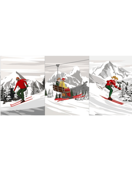 Torchons SKI 50 x 70 cm lot de 3