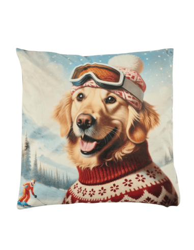 Coussin déhoussable CHIEN SKIEUR 45 x 45 cm
