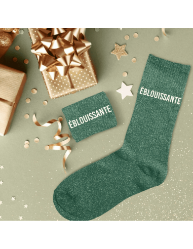 Chaussettes paillettes femme EBLOUISSANTE verte