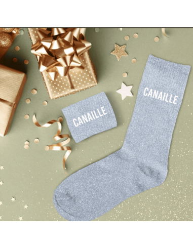 Chaussettes à paillettes femme CANAILLE gris