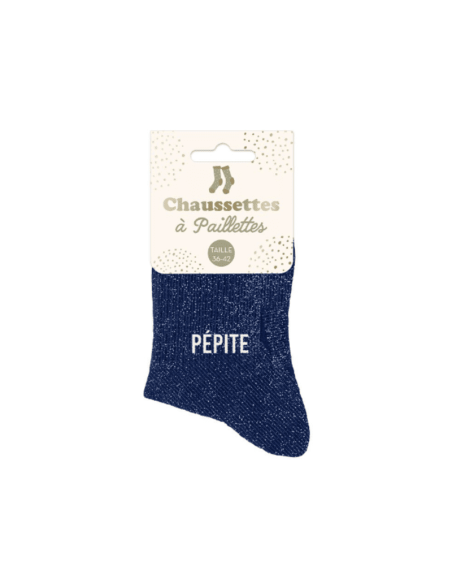 Chaussettes courtes à paillettes femme PEPITE bleu
