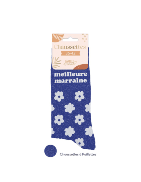 Chaussettes femme à paillettes MEILLEURE MARRAINE