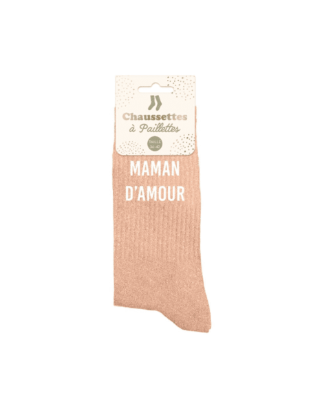 Chaussettes femme à paillettes MAMAN D'AMOUR
