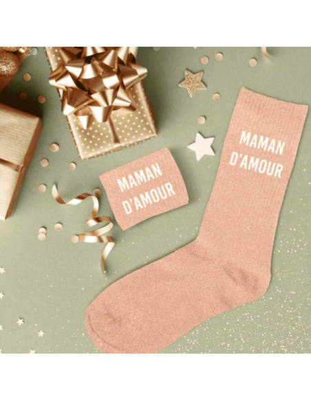 Chaussettes femme à paillettes MAMAN D'AMOUR