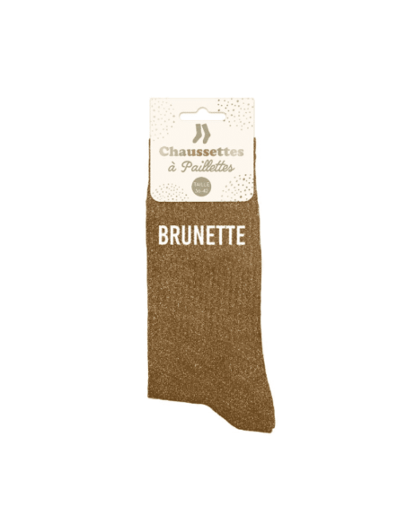 Chaussettes femme à paillettes BRUNETTE