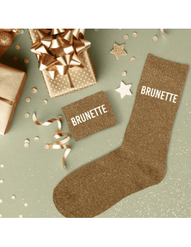 Chaussettes femme à paillettes BRUNETTE