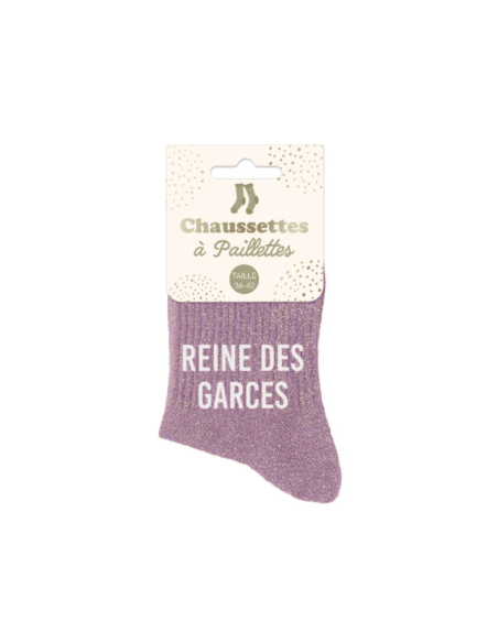 Chaussettes courtes femme à paillettes REINE DES GARCES