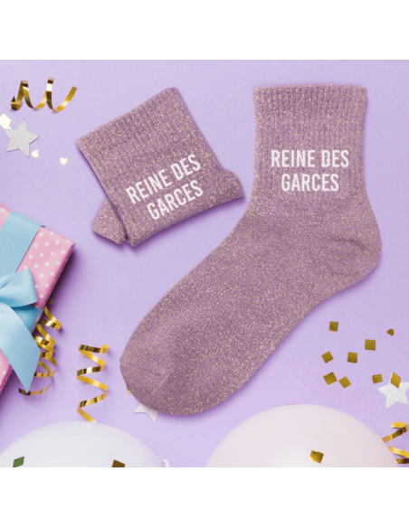 Chaussettes courtes femme à paillettes REINE DES GARCES