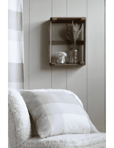 Coussin SOLLIERES à carreaux naturel 45 x 45  cm