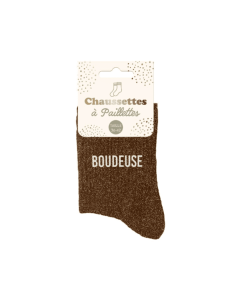 Chaussettes femme à paillette BOUDEUSE MARRON