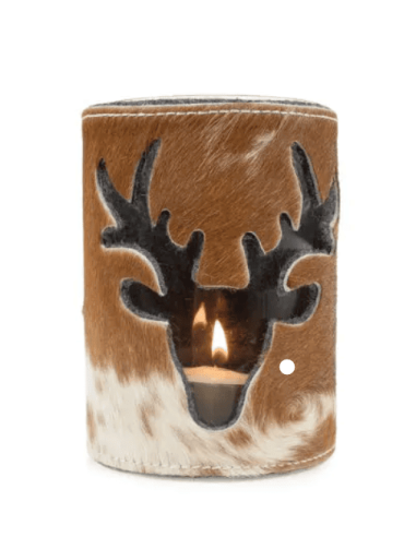 Photophore PEAU DE VACHE marron 11.5 x 15 cm