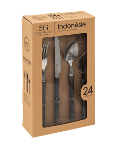 Ménagère 24 pièces INDONESIE gris
