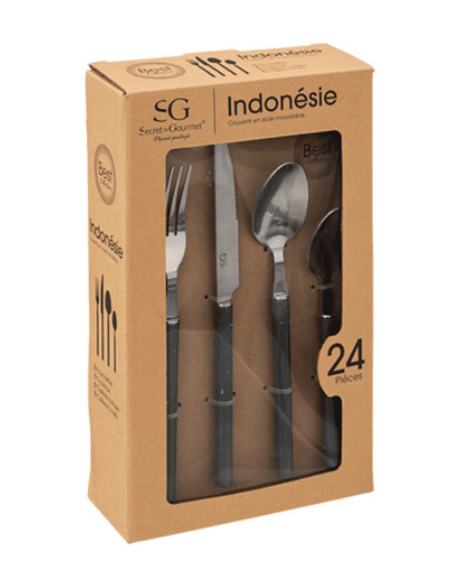 Ménagère 24 pièces INDONESIE gris