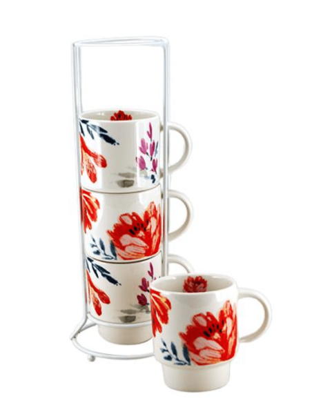 Set colonne 4 tasses FLORAL Camélia