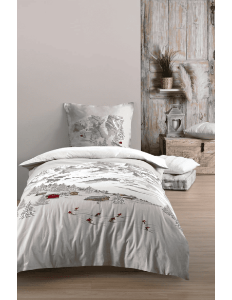Housse de couette + 1 taie MERIBEL en percale de coton 140 x 200 cm