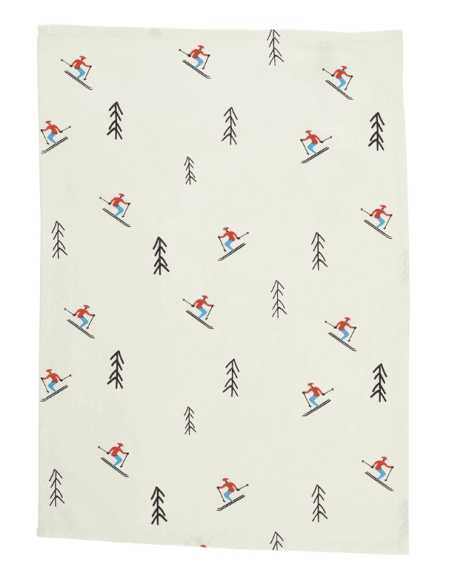 Set de 2 Torchons SKIEURS/SKIS  50 x 70 cm