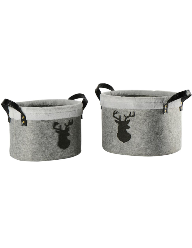 Set de 2 corbeilles rondes en feutrine et...