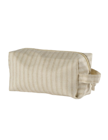Trousse de toilette écru à rayure beige