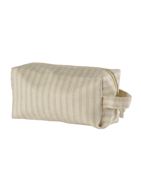 Trousse de toilette écru à rayure beige