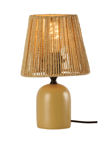 Lampe de chevet Moutarde et abat-jour cordage