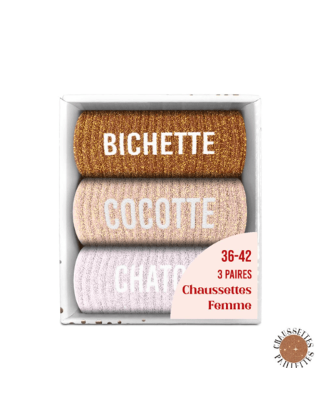 Coffret trio chaussettes paillettes BICHETTE