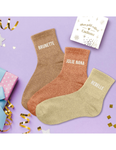 Coffret trio chaussettes paillettes BRUNETTE